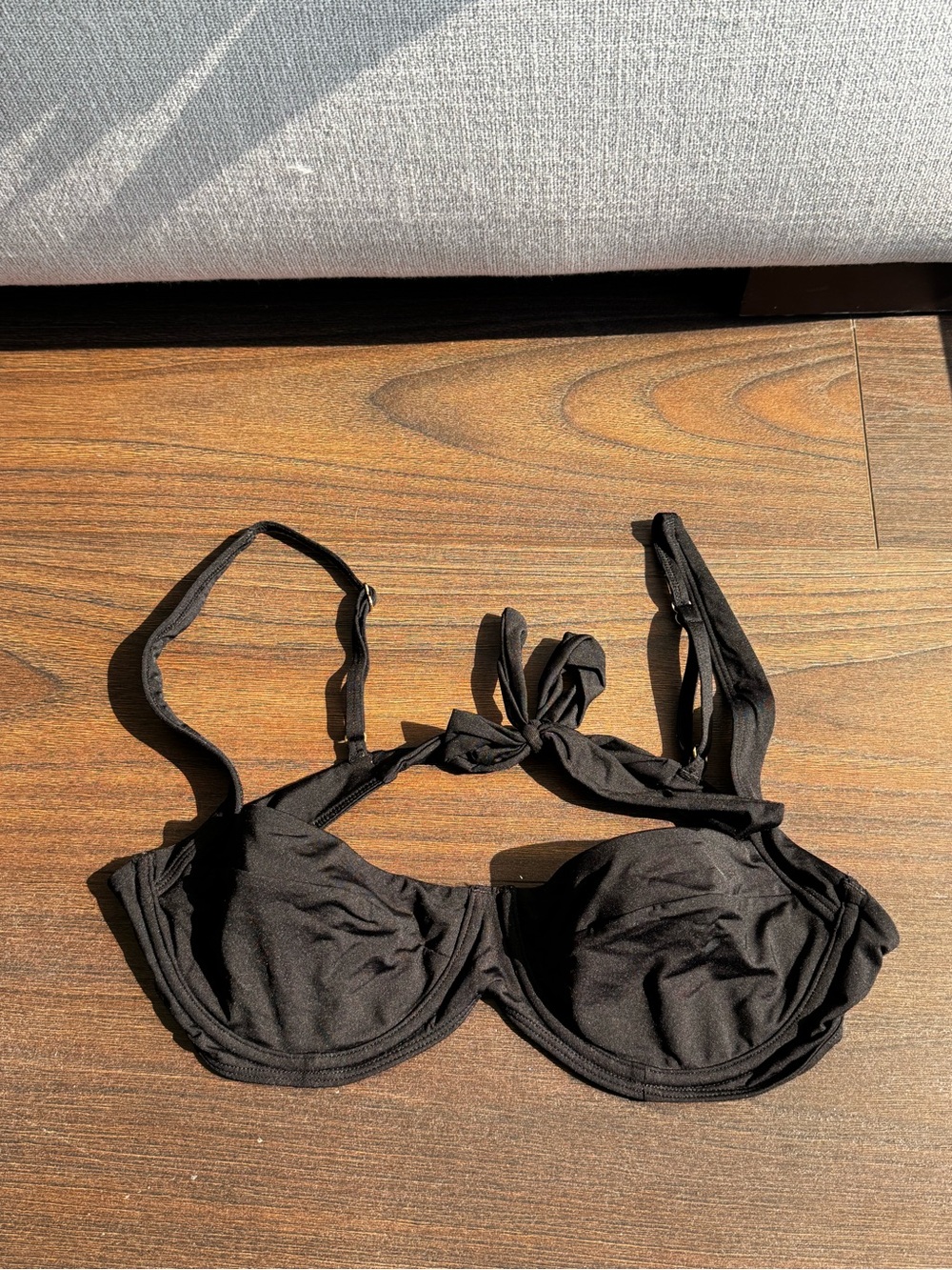 Monday Swimwear Black Underwire Bikini Top with Tie-Back